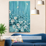 White Floral Plants Modern Artwork Framed Hand Painted Canvas For Home Decor Ideas