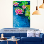 Lotus In Lake Floral Modern Framed Hand Painted Canvas Australia For Home Decor
