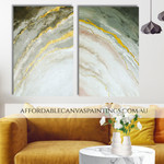 Zigzag Streaks And Splotches Abstract Modern Framed Handmade 2 Piece Canvas Art For Decorative Wall Hangings