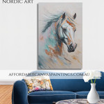 Colourful Horse Face Animal Modern Framed Handmade Heavy Textured Canvas Art For Living Room Ideas