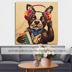 Music Listener Pitbull Abstract Modern Artwork Framed Handmade Animal Art For Cheap Wall Decor