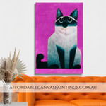 Sweet Cat Modern Framed Handmade Animal Art Painting For Living Room Ideas