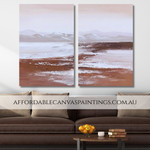 Sandy Pond Abstract Wall Art Landscape Vintage Framed Handmade 2 Piece Canvas Art For Living Room Ideas