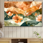 Orange Lotus Flowers Abstract Floral Paintings Framed Handmade Modern Painting For Home Decor Online