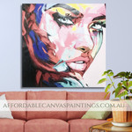 Colorful Face People Modern Framed Handmade Abstract Art Painting For Home Wall Decoration Ideas