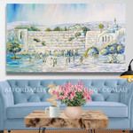 Shabbat Sunset At The Kotel Architecture Cityscape Vintage Framed Handmade Abstract Art Painting For Home Decor Ideas