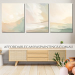 Brush Spots Ready To Hang Australian Abstract Modern Art Framed Handmade 3 Panel Painting For Living Room Ideas