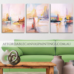 Colorific Flaws Modern Abstract Painting Framed Handmade 3 Piece Canvas Wall Art For Living Room Design