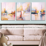 Colorific Flaws Abstract Contemporary Art Painting Framed Handmade 3 iece Canvas Art For Interior Design