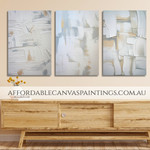 Frisky Textured Painting With Palette Knife Modern Handmade Framed 3 Piece Wall Art Abstract Canvas Painting For Home Decor Ideas