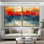 Colourful Maculas Contemporary Art Painting Abstract Artwork Textured Painting With Palette Knife Framed 2 Piece Canvas Art Heavy Textured Acrylic Paintings Impasto Painting For Home Décor