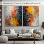 Varicolored Daubs Modern Artwork Framed 2 Piece Abstract Wall Art Heavy Textured Acrylic Paintings Impasto Art Painting For Cheap Wall Decor
