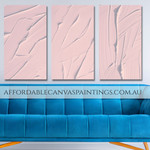 Pinky Modern Artwork Framed 3 Piece Abstract Canvas Art Impasto Painting Handmade Heavy Textured Acrylic Paintings For DIY Room Décor