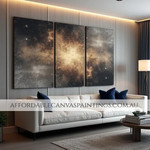 Dark Sky With Shine Skyscape Nature Modern Art For Sale Framed 3 Piece Canvas Art Handmade Heavy Textured Acrylics Impasto Painting For Living Room Design