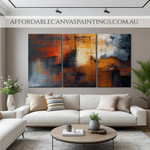 Chequered Modern Artwork Abstract Art Framed 3 Piece Abstract Canvas Art Impasto Painting Handmade Heavy Textured Acrylic Paintings For DIY Room Décor