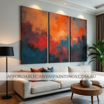 Varicolored Modern Artwork Framed 3 Panel Painting Abstract Wall Art Heavy Textured Acrylic Paintings Impasto Painting For Living Room Design