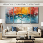 Chequered Daubs Impasto Art Painting Modern Abstract Art Australian Handmade Paintings Online Framed 4 Piece Wall Art Sets For Room Wall Décor