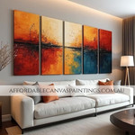 Varicolored Flecks Abstract Art Painting Modern Artwork Framed 5 Piece Wall Art Canvas Heavy Textured Acrylics Impasto Painting for Living Room Design