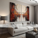 Varicolored Mackles Abstract Painting Modern Artwork Handmade Framed 4 Panel Canvas Wall Art Impasto Painting Australian Handmade Paintings Online For Home Décor