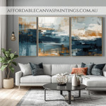 Dapples Tarnishes Abstract Acrylic Painting Modern Artwork Handmade Framed 3 Piece Canvas Art Heavy Textured Acrylics Impasto Painting For Living Room Ideas