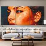 Lady Face Modern Artwork Abstract Art For Sale Framed 3 Piece Canvas Art Handcrafted Canvas Painting Impasto Art Painting Figurative Painting For Living Room Ideas
