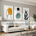 Spots Leaves Modern Abstract Art Framed 3 Piece Wall Décor Australian Handmade Paintings Online For Interior Decoration