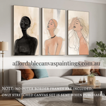Young Ladies Figure Painting Contemporary Art Painting Framed 3 Piece Abstract Wall Art Handcrafted Canvas Painting For Home Decor Online