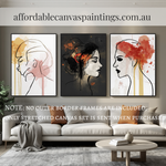 Wonderful Females Figurative Painting Modern Artwork Ready To Hang Australian Abstract 3 Panel Framed Painting For Wall Decor