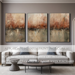 Particoloured Attaints Abstract Acrylic Painting Impasto Canvas Painting Framed 3 Piece Wall Décor Retro Design Australian Handmade Paintings Online For DIY Room Décor