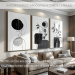 Dark Colored Plants Abstract Painting Botanical Art Framed 3 Piece Wall Décor Retro Design Australian Handmade Paintings Online For DIY Room Décor