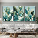 Green Leaves Botanical Canvas Sets Handmade Acrylic Painting Australia Impasto Art Painting Framed Three Piece Wall Art Contemporary Art Painting For Interior Decoration