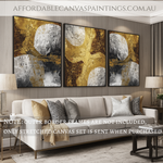 Blemishes Modern Painting Framed 3 Piece Abstract Wall Art Impasto Canvas Painting Heavy Textured Acrylic Painting For Bedroom Design
