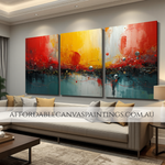 Bubble Spots And Streaks Modern Abstract Painting Framed 3 Piece Wall Décor Impasto Painting Handmade Acrylic Painting Australia For Wall Decor