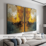 Multicolour Spots Hand Painted Diptych Framed 2 Piece Canvas Art Modern Abstract Painting Handcrafted Canvas Painting Impasto Art For Interior Decoration