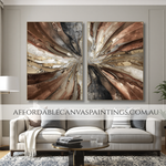 Dapple Smirches Modern Artwork Shiny Gold Artwork Abstract Acrylic Painting Hand Painted Triptych Canvas Framed 2 Piece Canvas Art Impasto Art Painting For Interior Design Ideas