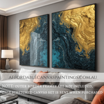 Blobs 2 Piece Framed Canvas Art Abstract Acrylic Painting Modern Artwork Gold Art Handcrafted Canvas Painting Impasto Art Painting For Living Room Ideas