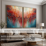 Calico Abstract Art Painting Modern Art For Sale Framed 2 Piece Canvas Art Heavy Textured Acrylics Impasto Painting For Living Room Ideas