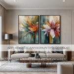 Multicolour Flowers Floral Canvas Wall Art Abstract Acrylic Painting 2 Piece Framed Canvas Art Modern Artwork Gold Art Handcrafted Canvas Painting Impasto Art Painting For Living Room Ideas