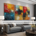 Splodges Art Framed 3 Piece Canvas Wall Art Modern Abstract Art Handcrafted Canvas Painting Impasto Art Painting For Wall Hangings