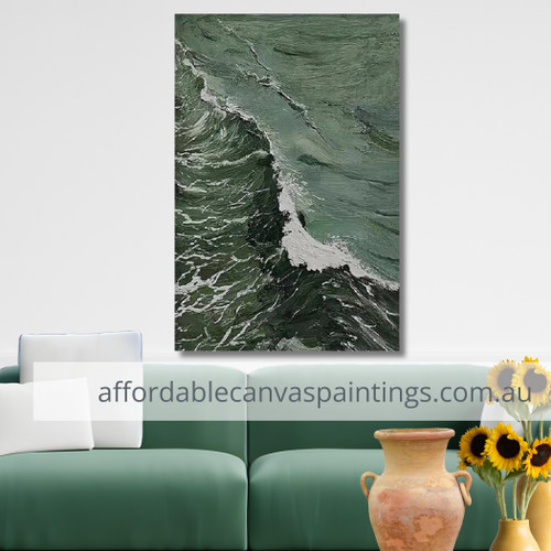 Oceanic Waves Seascape Framed Contemporary Landscape Artist Handmade Paintings Australia For Hotel Decoration Design