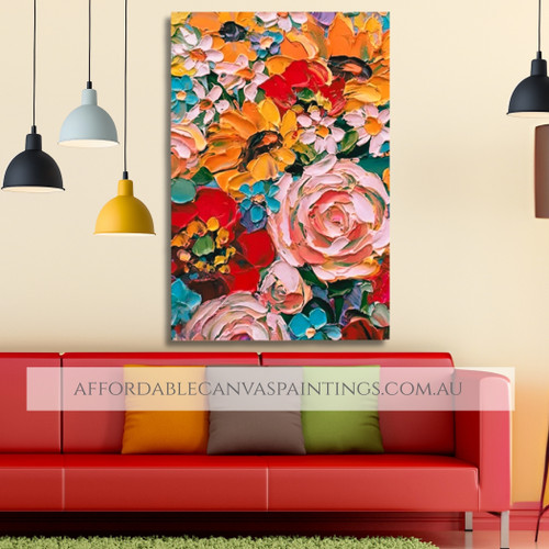 Colorful Flowers Abstract Floral Framed Art For Sale Direct From Artist For Modern Wall Decor