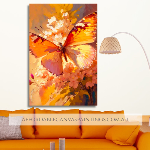 Colorful Butterfly Insect Floral Abstract Modern Painting Framed Original Art By Australian Artist For Home Decor Online