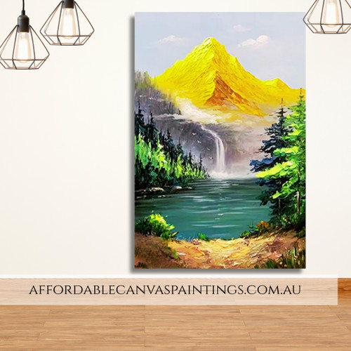 Golden Hill Landscape Modern Framed Handmade Handcrafted Australiana Painting For Living Room Ideas