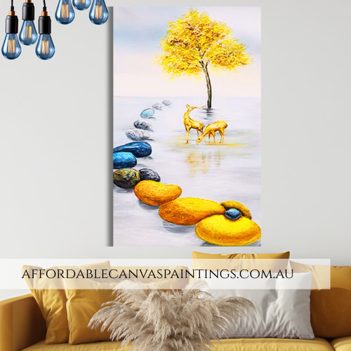 Colorful Stone Path Abstract Animal Nordic Framed Hand Painted Canvas Australia For Home Decor Ideas