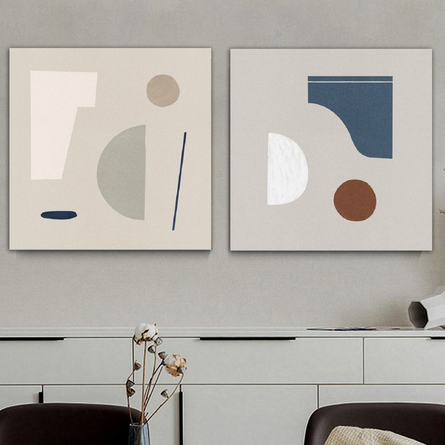 Blob Geometric Abstract Art Modern Heavy Texture Handmade Stretched 2 Piece Canvas Painting Australia affordablecanvaspaintings.com.au