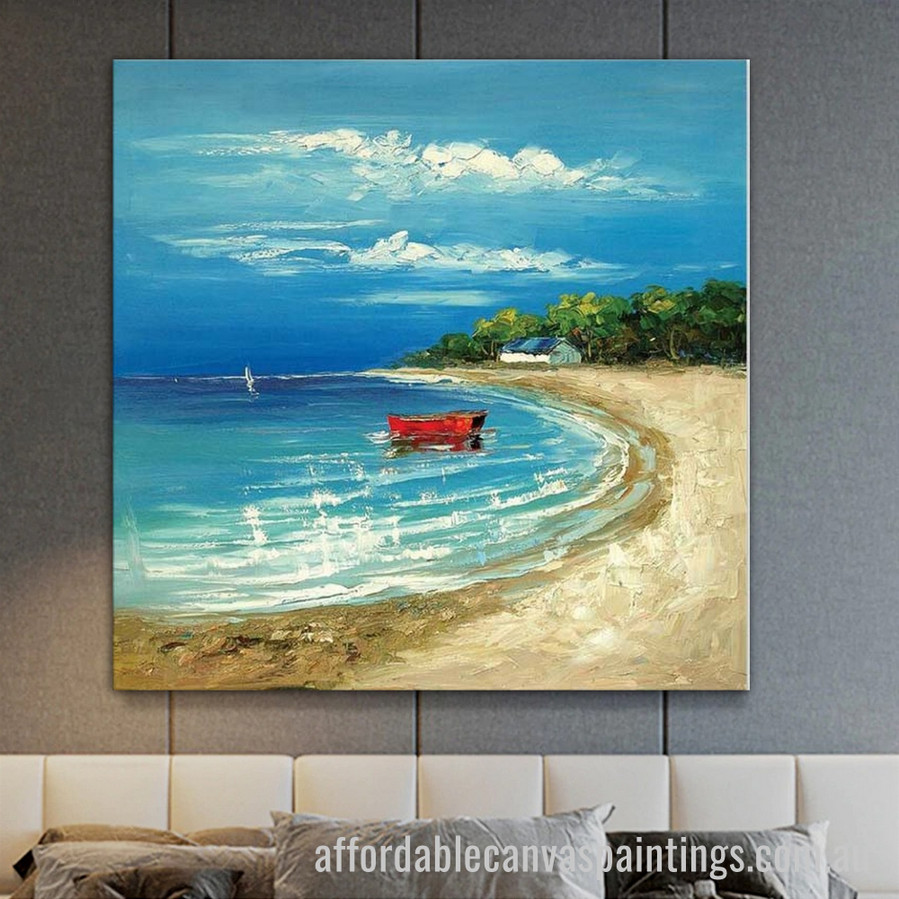 Wonderful Lakeside Seascape Abstract Art Modern Heavy Texture Handmade Stretched Framed Paintings Canvas affordablecanvaspaintings.com.au