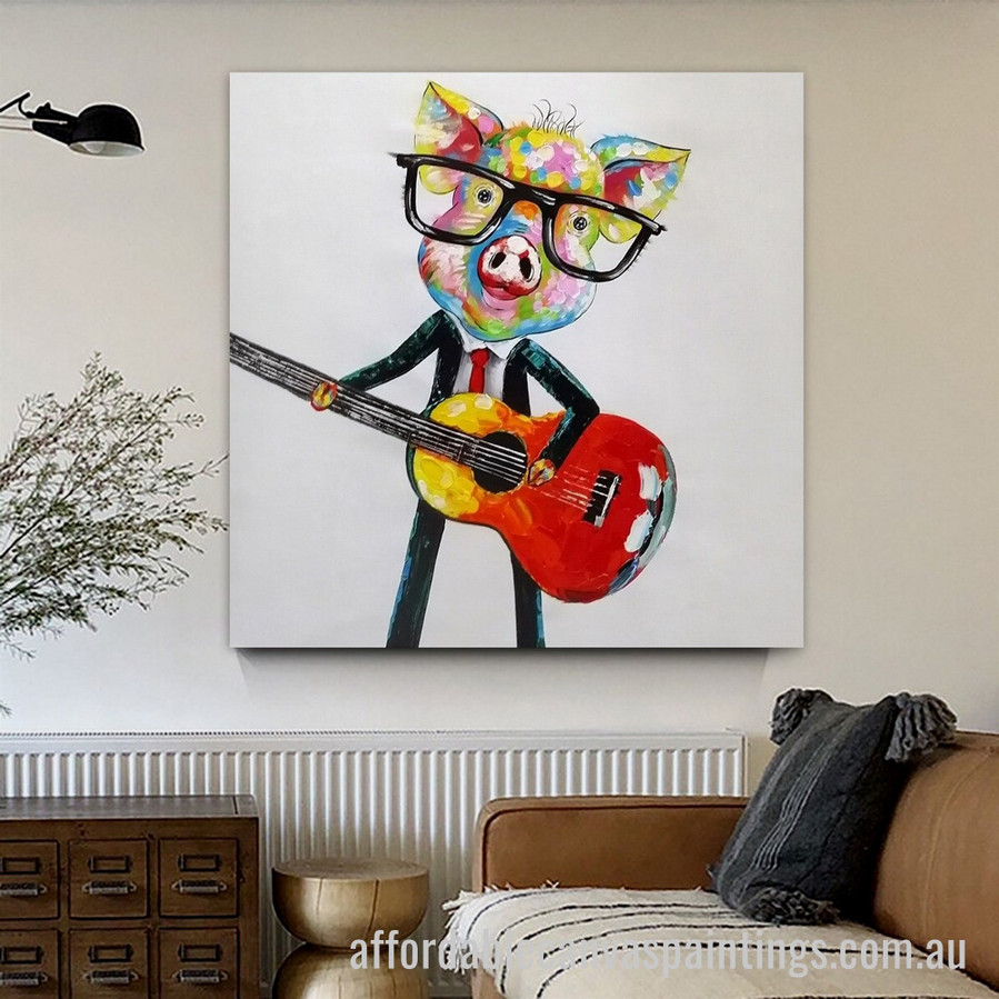 Guitar Holding Hog Abstract Art Modern Heavy Texture Handmade Stretched Framed Artwork Australia Online affordablecanvaspaintings.com.au