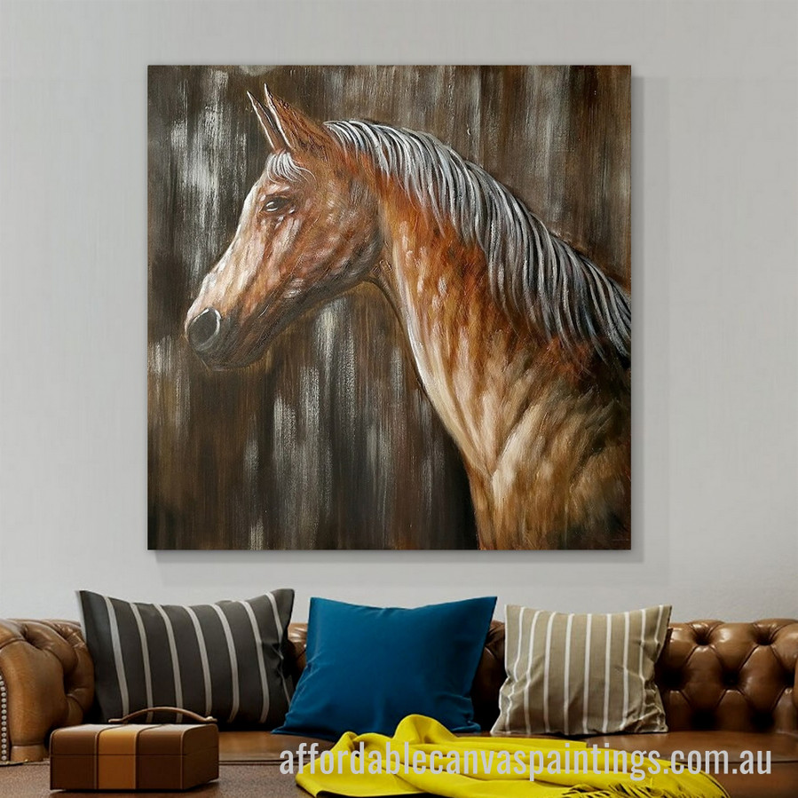 Farmhouse Rustic Horse Abstract Art Modern Heavy Texture Handmade Stretched Framed Paintings For Sale affordablecanvaspaintings.com.au