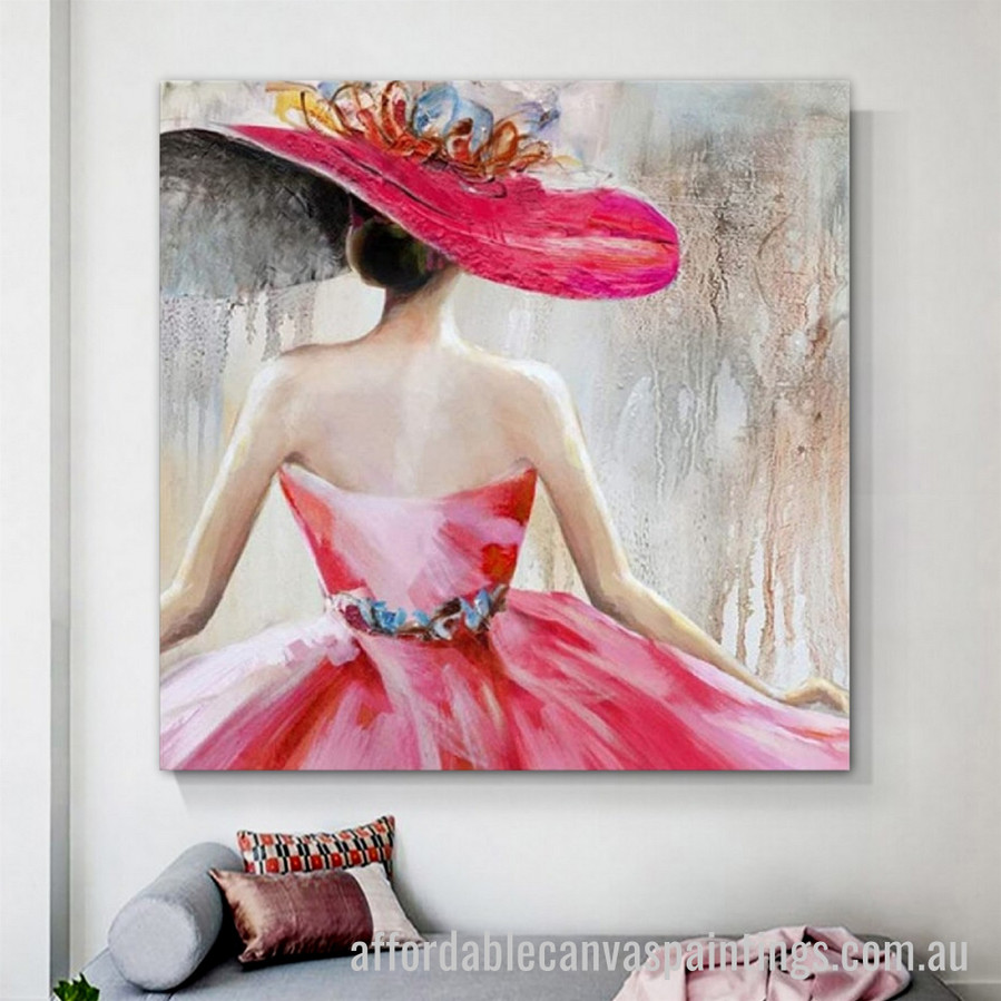 Beautiful Girl With Hat Abstract Art Modern Heavy Texture Handmade Framed Stretched Paintings For Sale affordablecanvaspaintings.com.au
