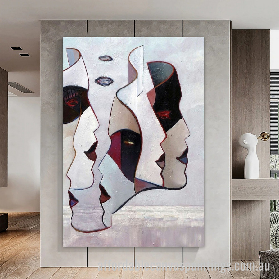 Multiple Faces Abstract Art Modern Heavy Texture Handmade Stretched Textured Wall Art Australia affordablecanvaspaintings.com.au